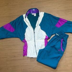Nike Teal Shell Jacket with Purple Patterned Lining